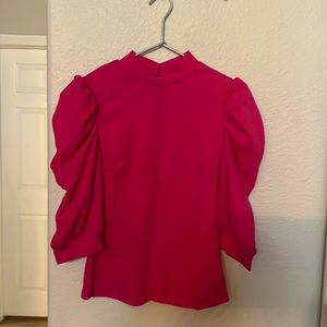 Quarter Sleeve Dressy Blouse. HOT PINK